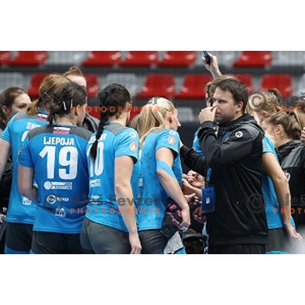 Uros Bregar, head coach of Krim Mercator during EHF Women\'s Champions League handball match between Krim Mercator and Savehof in Kodeljevo Hall, Ljubljana, Slovenia on November 17, 2019