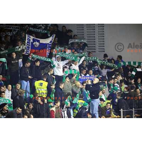 Olimpija fans Green Dragons at EBEL league fourth game of Semi-final of Ebel league, ZM Olimpija - Blackwings LINZ, Tivoli, Ljubljana 