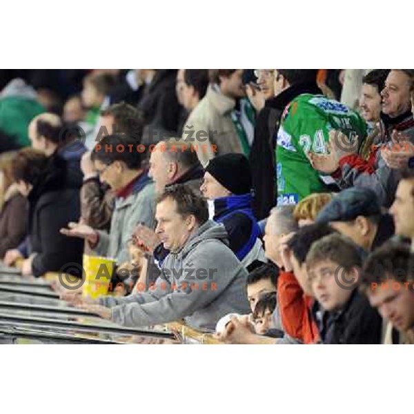 Olimpija fans at EBEL league fourth game of Semi-final of Ebel league, ZM Olimpija - Blackwings LINZ, Tivoli, Ljubljana 