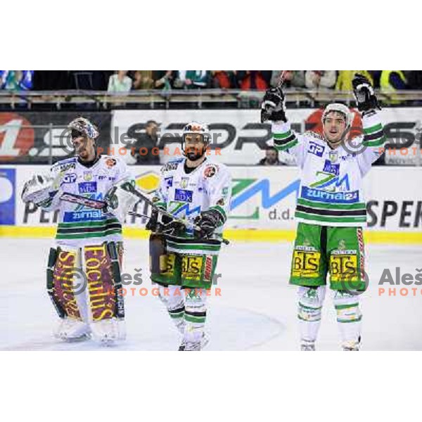 Rafaele Intranuovo, Alex Westlund and Igor Cvetek at EBEL league fourth game of Semi-final of Ebel league, ZM Olimpija - Blackwings LINZ, Tivoli, Ljubljana 