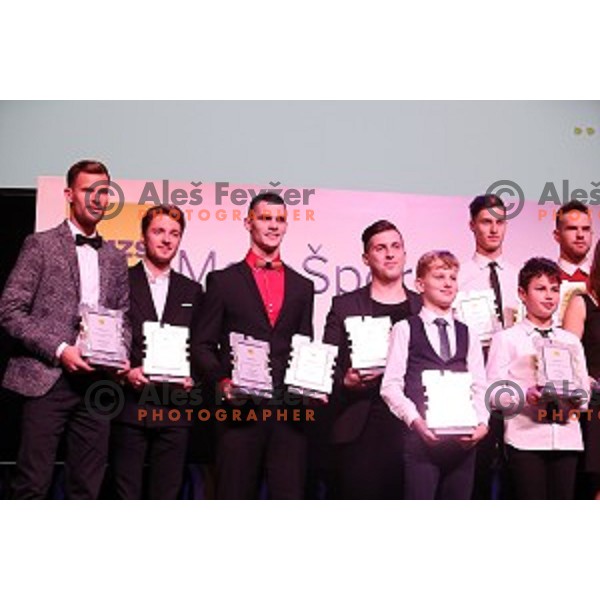 Matej Zagar and Tim Gajser, MXGP World Champion with trophy for best Moto sportsman of the year 2019 in Slovenia on November 22, 2019