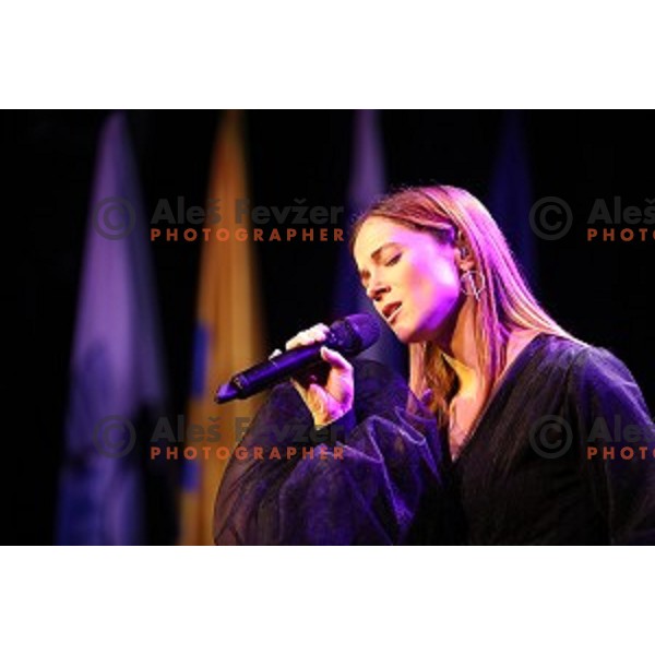 Singer Nina Puslar performs during Best Moto sportsman of the year 2019 in Slovenia Awards in Ljubljana on November 22, 2019