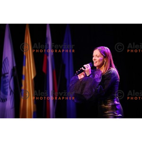 Singer Nina Puslar performs during Best Moto sportsman of the year 2019 in Slovenia Awards in Ljubljana on November 22, 2019
