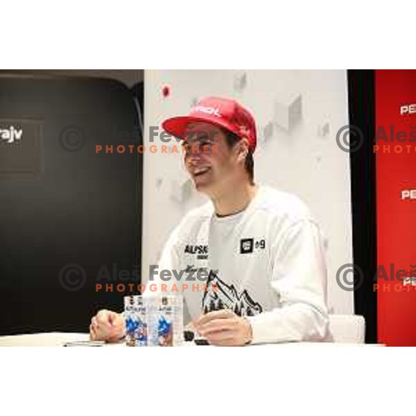 Zan Kosir, Olympic Snowboard medalist at Sochi 2014 and PyeongChang 2018 Winter Olympic games during press conference in Ljubljana, Slovenia on December 2, 2019