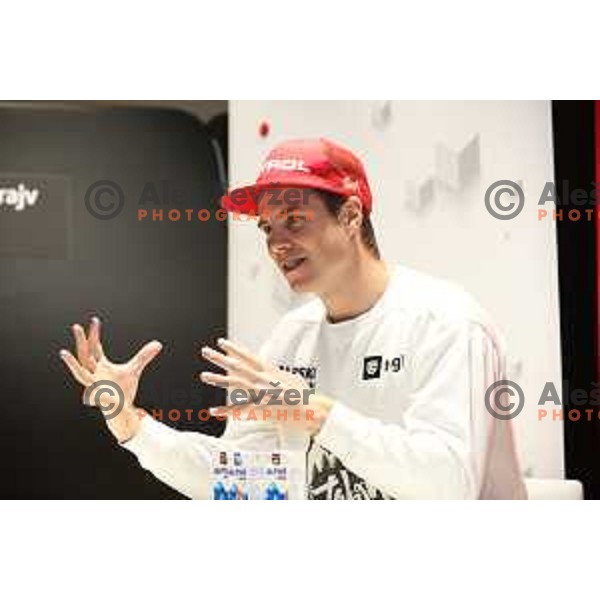 Zan Kosir, Olympic Snowboard medalist at Sochi 2014 and PyeongChang 2018 Winter Olympic games during press conference in Ljubljana, Slovenia on December 2, 2019