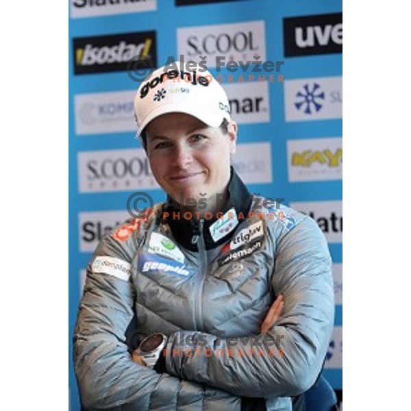 Vesna Fabjan of Slovenia Nordic Ski team during press conference in Ljubljana on December 3, 2019