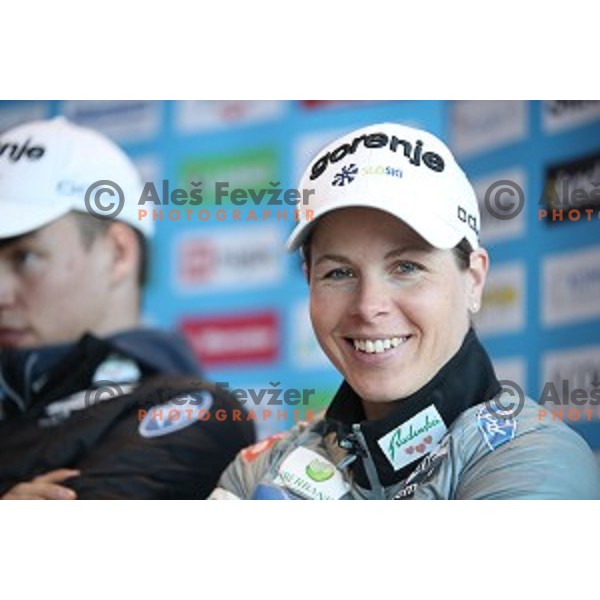 Vesna Fabjan of Slovenia Nordic Ski team during press conference in Ljubljana on December 3, 2019