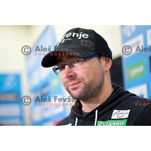Gorazd Bertoncelj of Slovenia Ski jumping team at press conference in Ljubljana on December 16, 2019