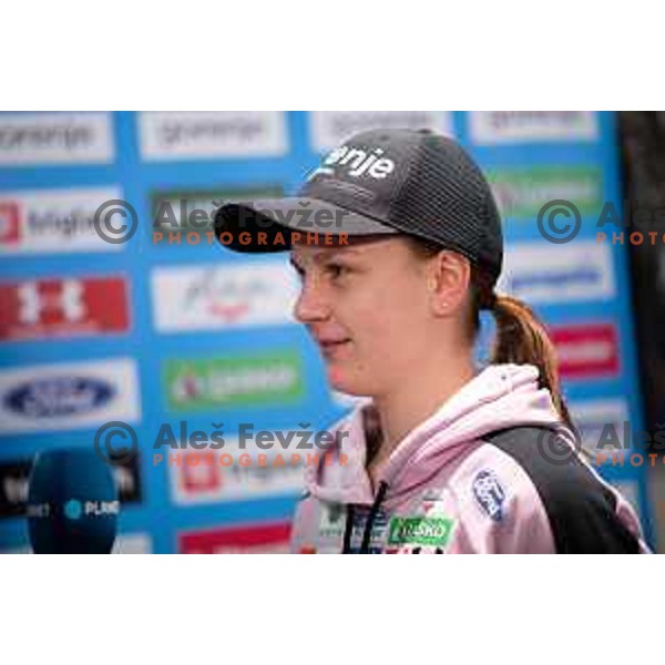 Ema Klinec of Slovenia Ski jumping team at press conference in Ljubljana on December 16, 2019