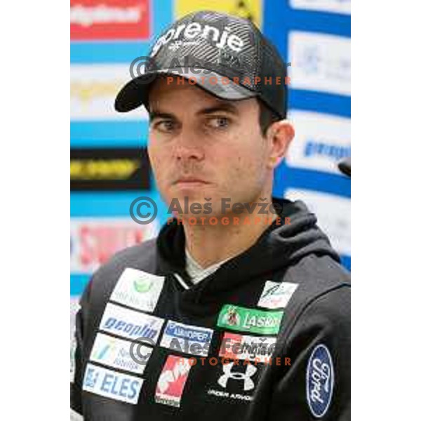 Jernej Damjan of Slovenia Ski jumping team at press conference in Ljubljana on December 16, 2019