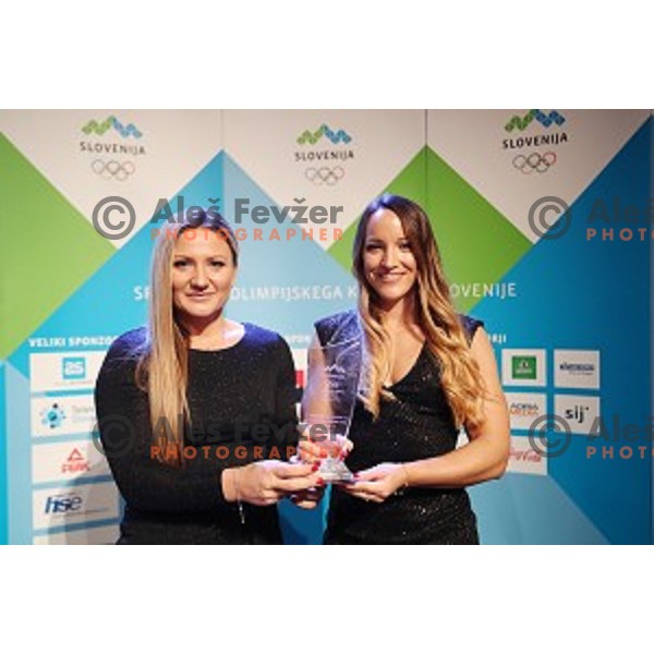 Spela Ponomarenko Janic and Anja Osterman at Slovenian Sportsman of the year 2019 in Ljubljana on December 17, 2019