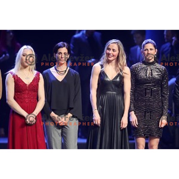 Janja Garnbret, Marija Sestak, Anamarija Lampic and Katja Visnar at Best Slovenian Sportsman of the year 2019 gala night in Ljubljana, Slovenia on December 17, 2019