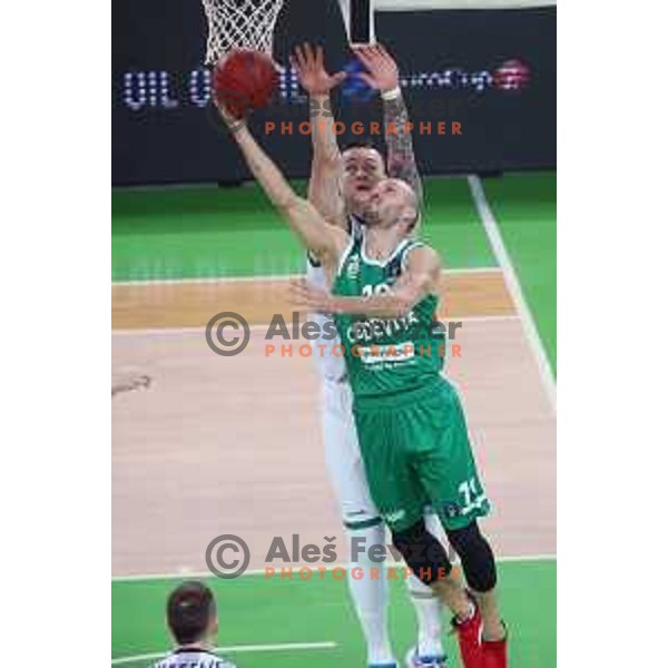 Alen Omic and Marko Simonovic in action during 7Days EuroCup regular season basketball match between Cedevita Olimpija Ljubljana (SLO) and Joventut Badalona (ESP) in Arena Stozice, Ljubljana, Slovenia on December 18, 2019