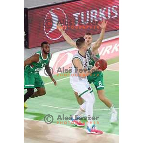 Alen Omic and Edo Muric in action during 7Days EuroCup regular season basketball match between Cedevita Olimpija Ljubljana (SLO) and Joventut Badalona (ESP) in Arena Stozice, Ljubljana, Slovenia on December 18, 2019