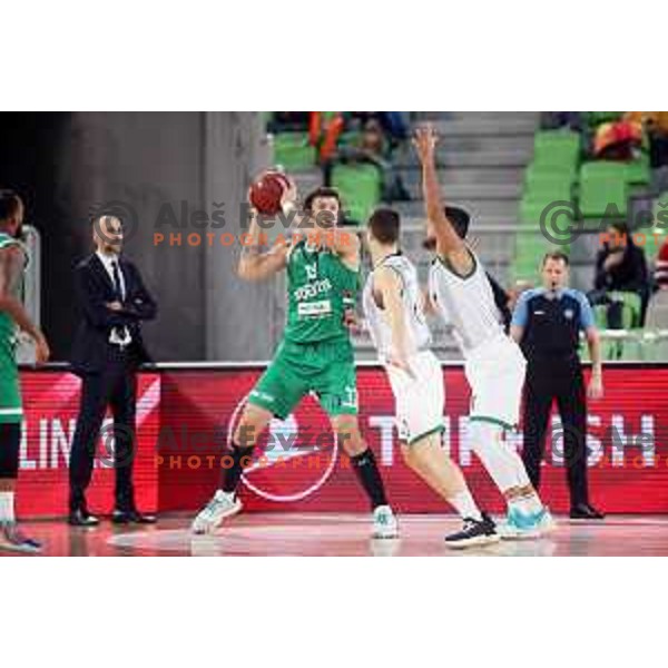 Andrija Stipanovic in action during 7Days EuroCup regular season basketball match between Cedevita Olimpija Ljubljana (SLO) and Joventut Badalona (ESP) in Arena Stozice, Ljubljana, Slovenia on December 18, 2019