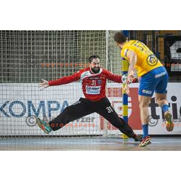 in action during Slovenia Cup 2019/20 handball match between RK Celje Pivovarna Lasko and Riko Ribnica in Arena Zlatorog, Celje, Slovenia on December 18, 2019