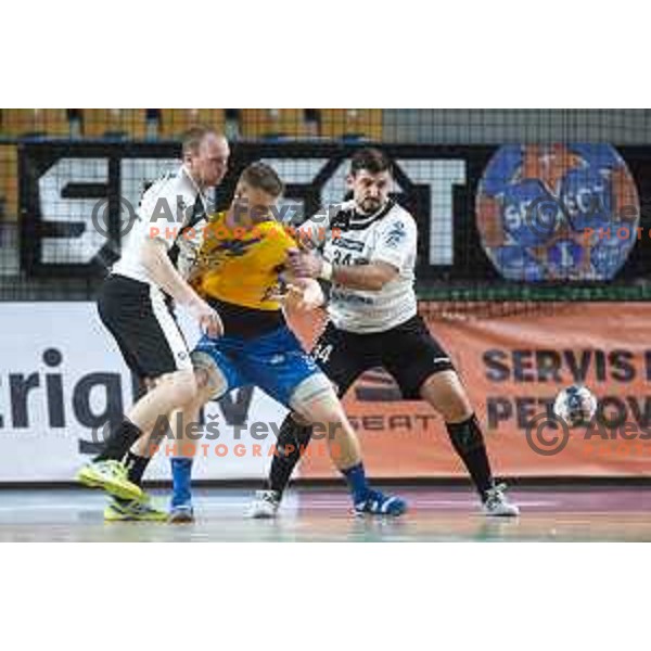 in action during Slovenia Cup 2019/20 handball match between RK Celje Pivovarna Lasko and Riko Ribnica in Arena Zlatorog, Celje, Slovenia on December 18, 2019