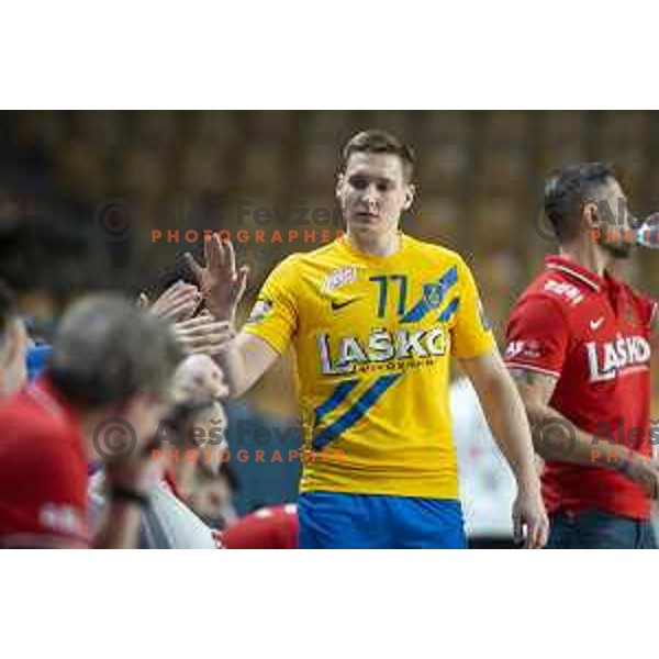 in action during Slovenia Cup 2019/20 handball match between RK Celje Pivovarna Lasko and Riko Ribnica in Arena Zlatorog, Celje, Slovenia on December 18, 2019