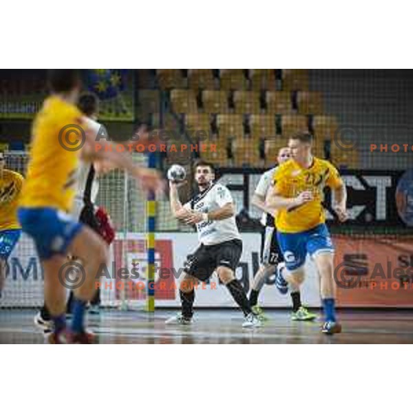 in action during Slovenia Cup 2019/20 handball match between RK Celje Pivovarna Lasko and Riko Ribnica in Arena Zlatorog, Celje, Slovenia on December 18, 2019