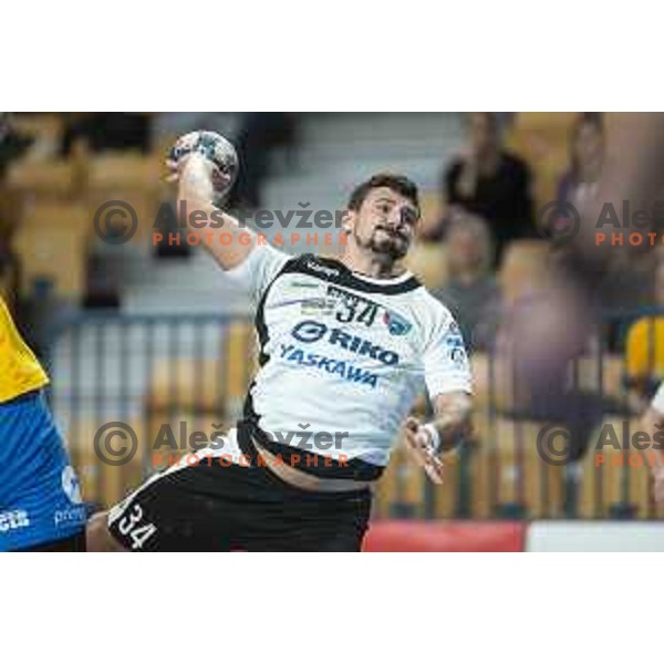 in action during Slovenia Cup 2019/20 handball match between RK Celje Pivovarna Lasko and Riko Ribnica in Arena Zlatorog, Celje, Slovenia on December 18, 2019