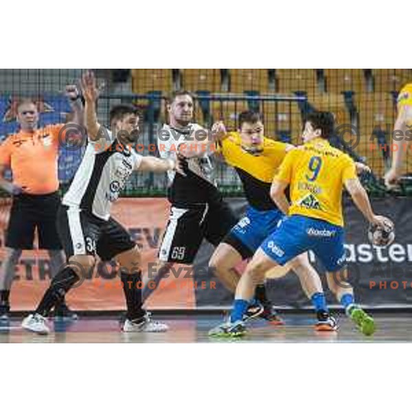 in action during Slovenia Cup 2019/20 handball match between RK Celje Pivovarna Lasko and Riko Ribnica in Arena Zlatorog, Celje, Slovenia on December 18, 2019
