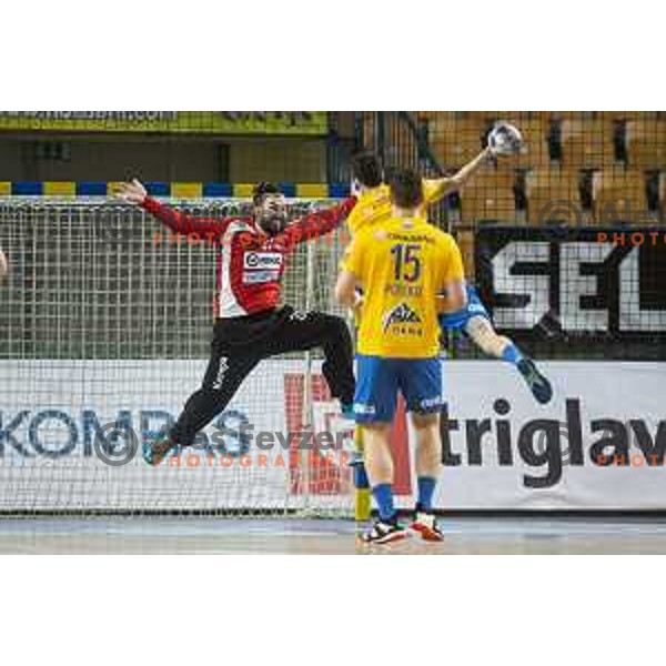 in action during Slovenia Cup 2019/20 handball match between RK Celje Pivovarna Lasko and Riko Ribnica in Arena Zlatorog, Celje, Slovenia on December 18, 2019