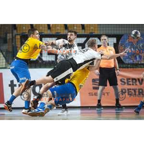 in action during Slovenia Cup 2019/20 handball match between RK Celje Pivovarna Lasko and Riko Ribnica in Arena Zlatorog, Celje, Slovenia on December 18, 2019