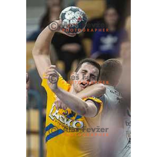 in action during Slovenia Cup 2019/20 handball match between RK Celje Pivovarna Lasko and Riko Ribnica in Arena Zlatorog, Celje, Slovenia on December 18, 2019