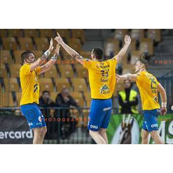 in action during Slovenia Cup 2019/20 handball match between RK Celje Pivovarna Lasko and Riko Ribnica in Arena Zlatorog, Celje, Slovenia on December 18, 2019