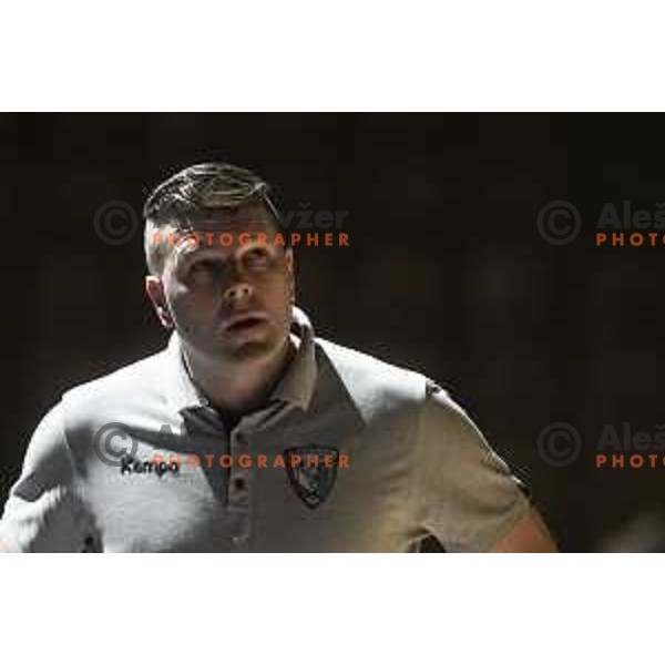 Aljaz Pavlic, head coach of Riko Ribnica during Slovenia Cup 2019/20 handball match between RK Celje Pivovarna Lasko and Riko Ribnica in Arena Zlatorog, Celje, Slovenia on December 18, 2019