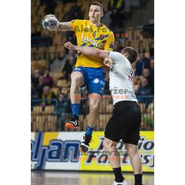 in action during Slovenia Cup 2019/20 handball match between RK Celje Pivovarna Lasko and Riko Ribnica in Arena Zlatorog, Celje, Slovenia on December 18, 2019