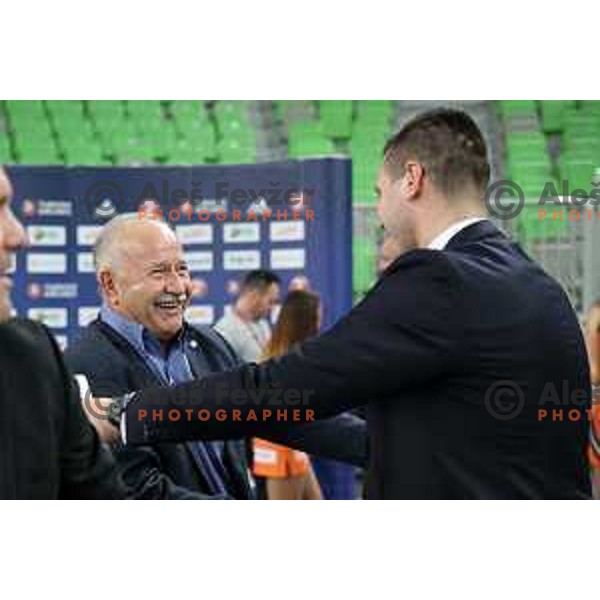 Dragan Banovic and Sani Becirovic during 7Days EuroCup regular season basketball match between Cedevita Olimpija Ljubljana (SLO) and Joventut Badalona (ESP) in Arena Stozice, Ljubljana, Slovenia on December 18, 2019