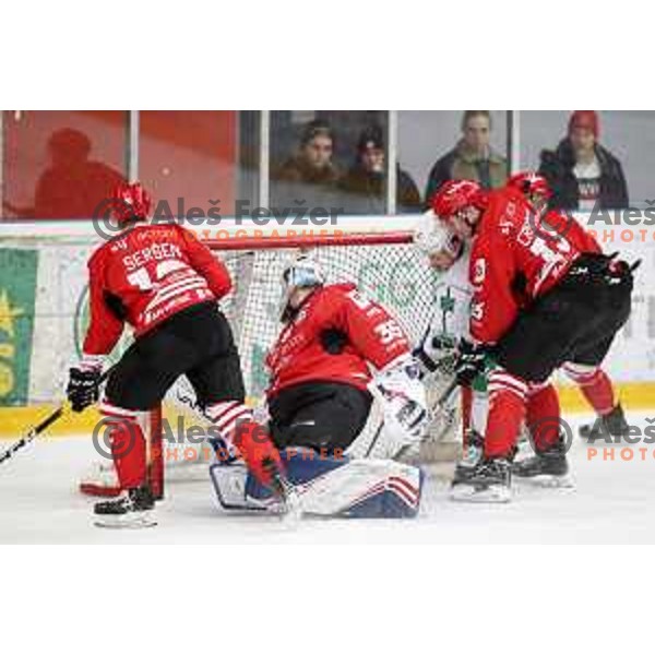 action during Alps league ice-hockey match between Acroni Jesenice and SZ Olimpija in Podmezakla Hall, Jesenice, Slovenia on December 20, 2019