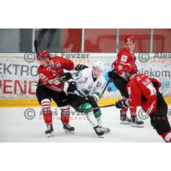 action during Alps league ice-hockey match between Acroni Jesenice and SZ Olimpija in Podmezakla Hall, Jesenice, Slovenia on December 20, 2019