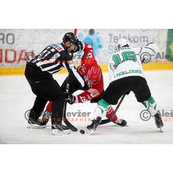 action during Alps league ice-hockey match between Acroni Jesenice and SZ Olimpija in Podmezakla Hall, Jesenice, Slovenia on December 20, 2019