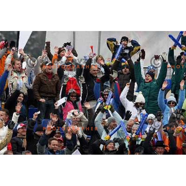 Fnas at finish of second run of Audi FIS Alpine Ski World Cup Giant Slalom in Kranjska gora, Slovenia on 8th of March 2008. Photo by Ales Fevzer 