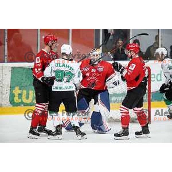 action during Alps league ice-hockey match between Acroni Jesenice and SZ Olimpija in Podmezakla Hall, Jesenice, Slovenia on December 20, 2019