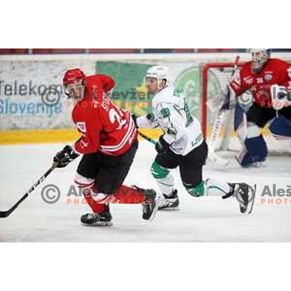 action during Alps league ice-hockey match between Acroni Jesenice and SZ Olimpija in Podmezakla Hall, Jesenice, Slovenia on December 20, 2019