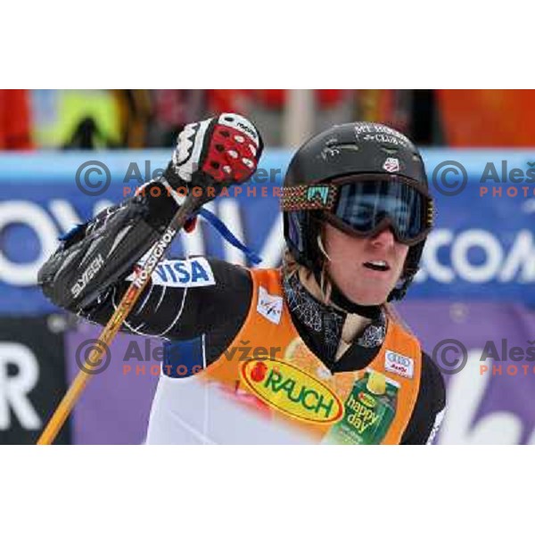 Ted Ligety (USA) at finish of second run of Audi FIS Alpine Ski World Cup Giant Slalom in Kranjska gora, Slovenia on 8th of March 2008. Photo by Ales Fevzer 