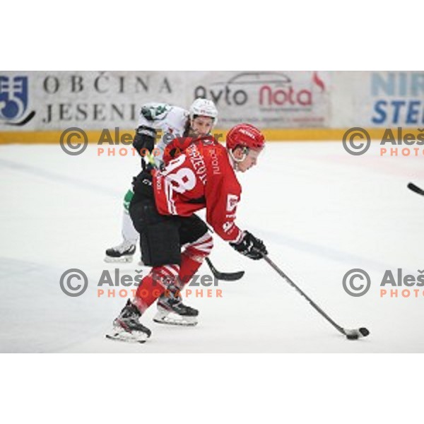 action during Alps league ice-hockey match between Acroni Jesenice and SZ Olimpija in Podmezakla Hall, Jesenice, Slovenia on December 20, 2019
