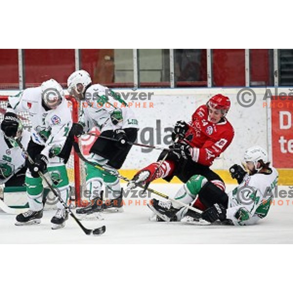 action during Alps league ice-hockey match between Acroni Jesenice and SZ Olimpija in Podmezakla Hall, Jesenice, Slovenia on December 20, 2019