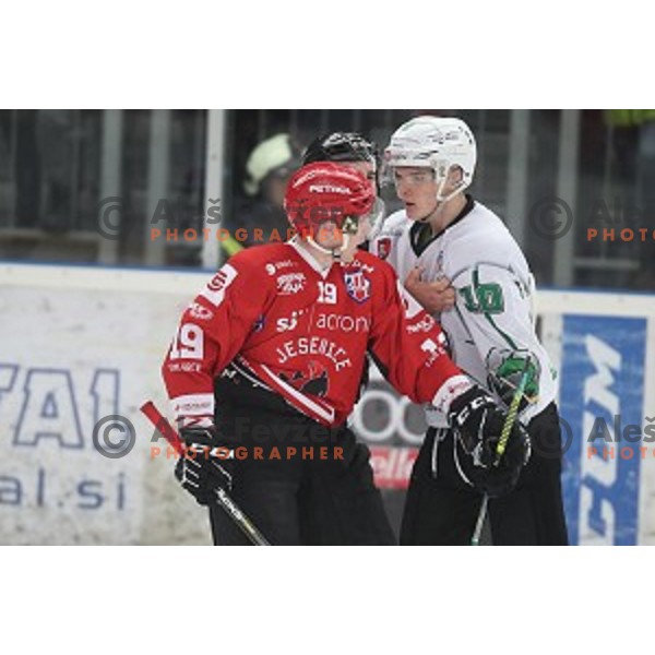 action during Alps league ice-hockey match between Acroni Jesenice and SZ Olimpija in Podmezakla Hall, Jesenice, Slovenia on December 20, 2019
