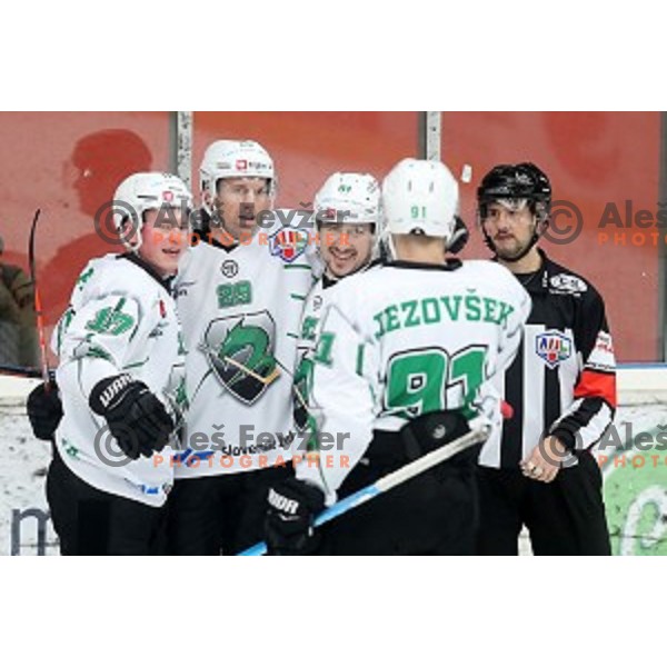 action during Alps league ice-hockey match between Acroni Jesenice and SZ Olimpija in Podmezakla Hall, Jesenice, Slovenia on December 20, 2019