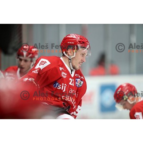 action during Alps league ice-hockey match between Acroni Jesenice and SZ Olimpija in Podmezakla Hall, Jesenice, Slovenia on December 20, 2019