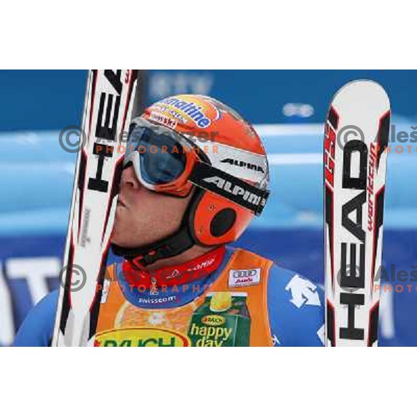 Dider Cuche (SUI) at finish of second run of Audi FIS Alpine Ski World Cup Giant Slalom in Kranjska gora, Slovenia on 8th of March 2008. Photo by Ales Fevzer 