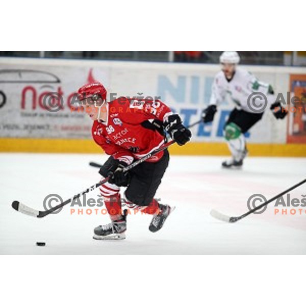Blaz Tomazevic in action during Alps league ice-hockey match between Acroni Jesenice and SZ Olimpija in Podmezakla Hall, Jesenice, Slovenia on December 20, 2019