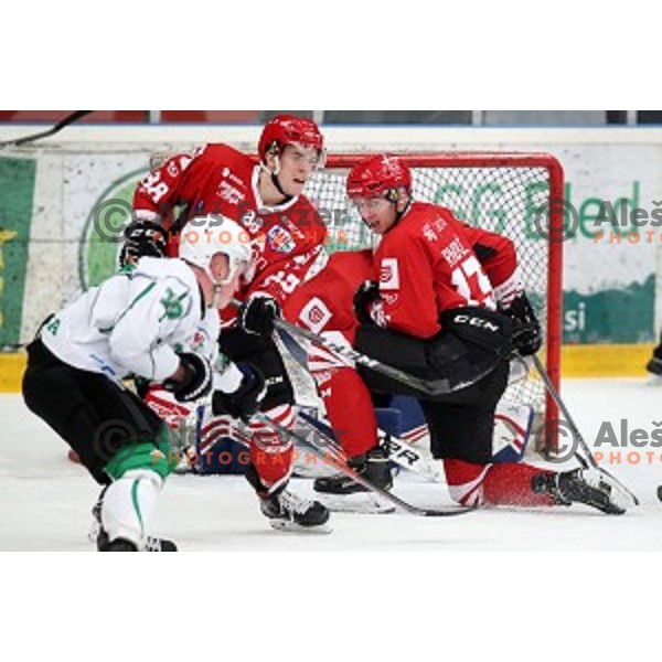 action during Alps league ice-hockey match between Acroni Jesenice and SZ Olimpija in Podmezakla Hall, Jesenice, Slovenia on December 20, 2019