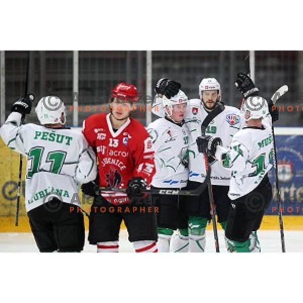 action during Alps league ice-hockey match between Acroni Jesenice and SZ Olimpija in Podmezakla Hall, Jesenice, Slovenia on December 20, 2019