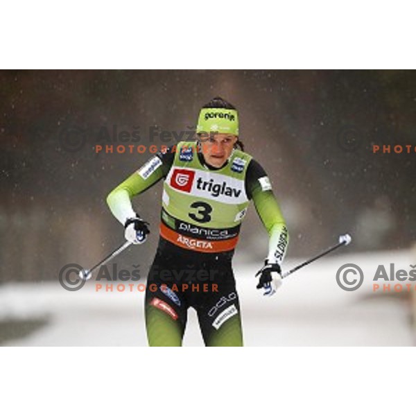 Katja Visnar (SLO) during Ladies Sprint free FIS Cross-country Sprint World Cup Qualification in Planica, Slovenia on December 21, 2019