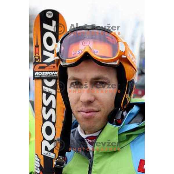 Mitja Valencic after first run of Audi FIS Alpine Ski World Cup Giant Slalom in Kranjska gora, Slovenia on 8th of March 2008. Photo by Ales Fevzer 